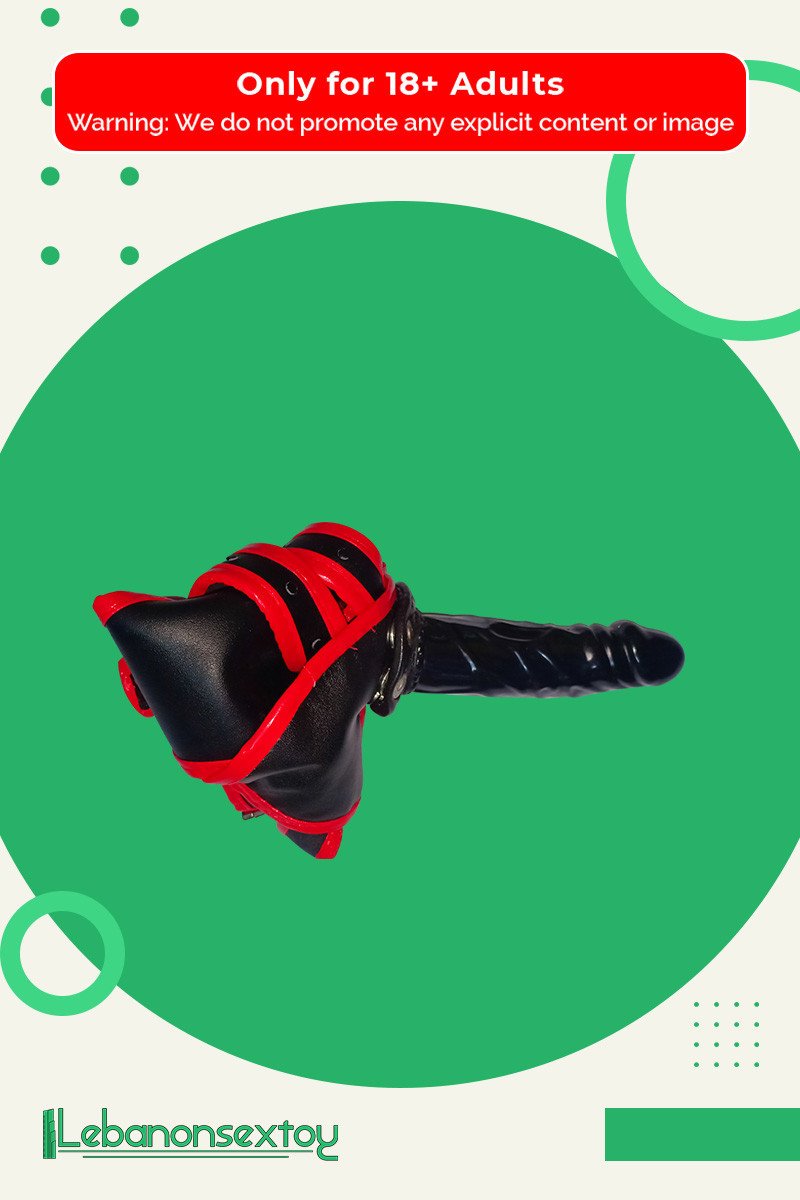 Black Red Edge Leather Harness Lesbian Strapon SO-025